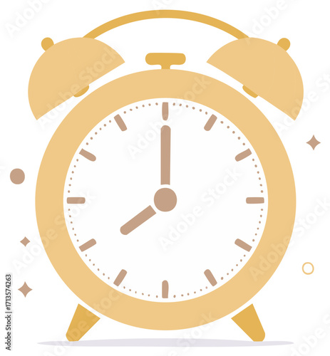 Retro style alarm clock icon representing time and waking up with a simple design