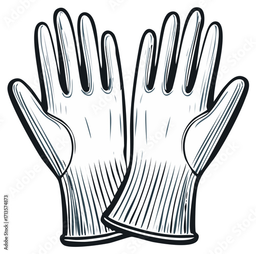Hand-drawn illustration of protective work gloves