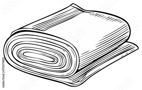 Rolled fabric illustration in sketch style