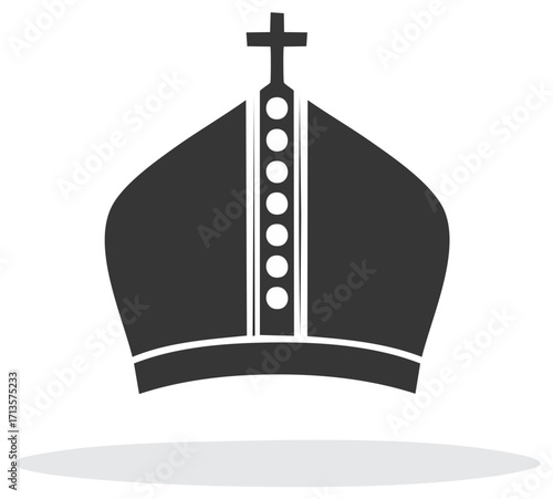 Vector Illustration of Mitre Hat Symbol for Clergy of Christian Religious Organizations