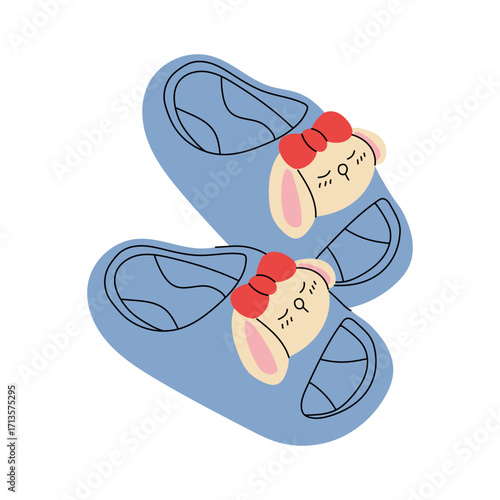 Women and kids colorful summer beach sandals in hand drawn style. Sandals, mules, ballet flats, flip-flops. Stylish modern design of shoes for women and children.