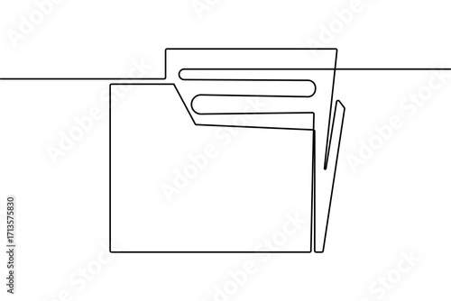 File folder minimalist icon continuous line art outline isolate simple drawing vector illustration
