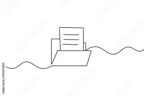 File folder minimalist icon continuous line art outline isolate simple drawing vector illustration

