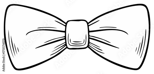 Minimalist Hand Drawn Black and White Bow Tie Line Art Design Element