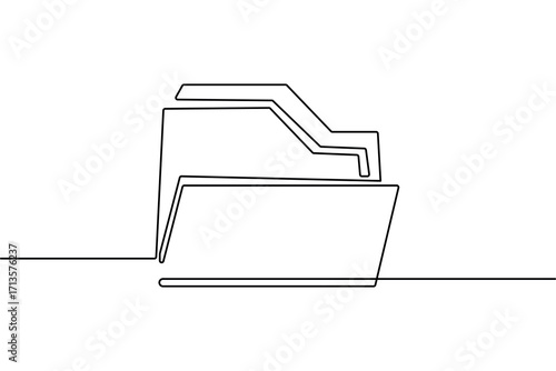File folder minimalist icon continuous line art outline isolate simple drawing vector illustration
