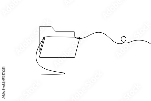 File folder minimalist icon continuous line art outline isolate simple drawing vector illustration
