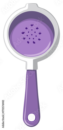 Purple tea strainer illustration