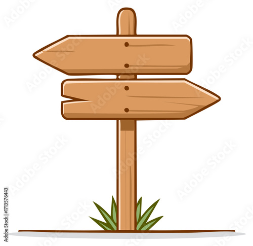 Wooden Directional Signpost with Arrow Shapes Pointing Left and Right