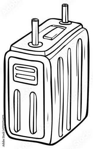 Portable Generator Hand Drawn Line Art Power Outage Emergency Supply Equipment