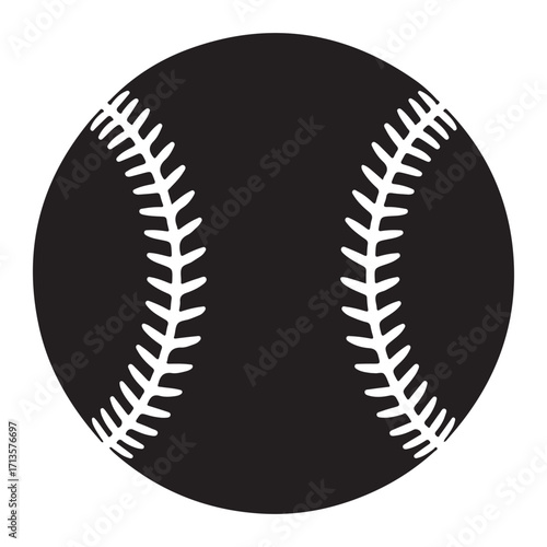 Classic baseball ball silhouette illustration isolated on white background