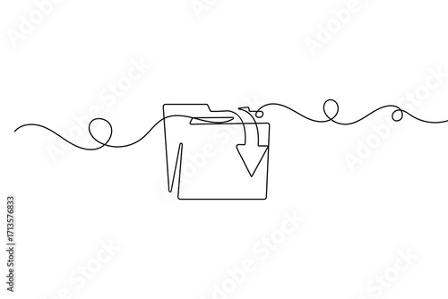 File folder minimalist icon continuous line art outline isolate simple drawing vector illustration
