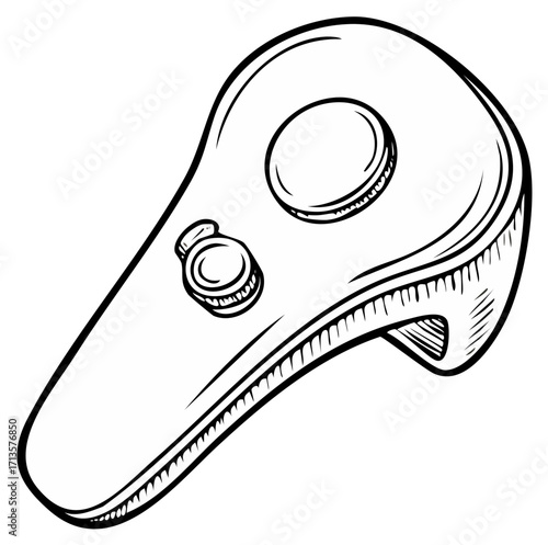 Hand drawn illustration of a vintage musical instrument resembling a whistle with two holes