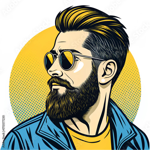 Stylish bearded man with sunglasses and modern hairstyle
