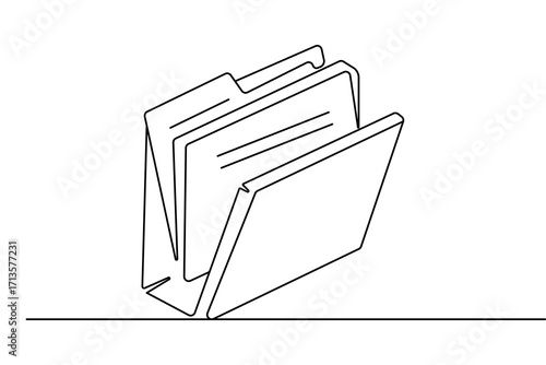 File folder minimalist icon continuous line art outline isolate simple drawing vector illustration
