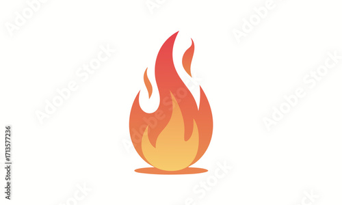 Minimalist orange flame and base graphic.