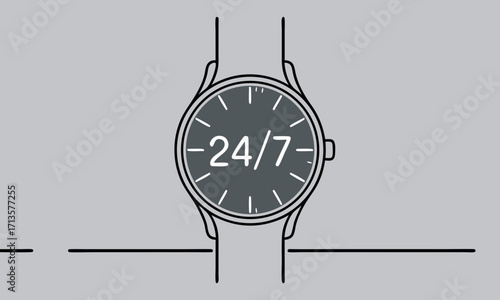 Minimalist wrist watch with 247 displayed on dial.
