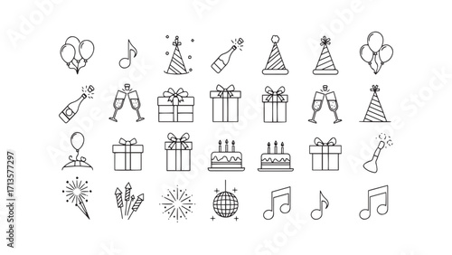 Collection of party and celebration icons
