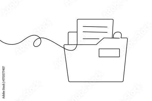 File folder minimalist icon continuous line art outline isolate simple drawing vector illustration
