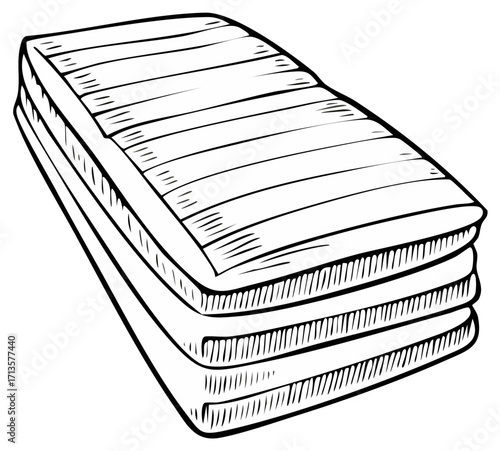Neatly folded stack of clean textile items graphic illustration