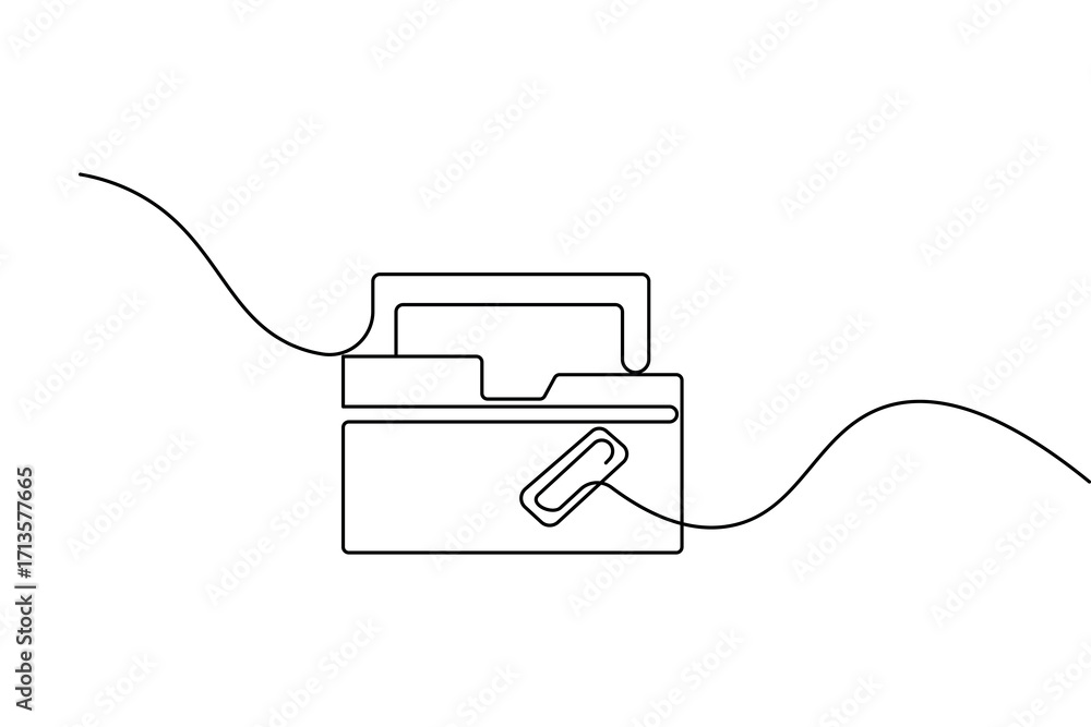 Obraz premium File folder minimalist icon continuous line art outline isolate simple drawing vector illustration 