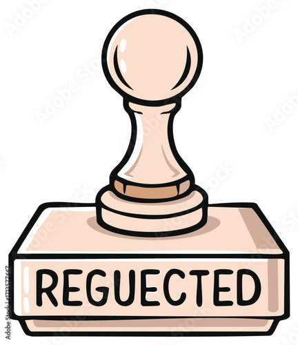 Hand drawn cartoon style rubber stamp with the word rejected concept image