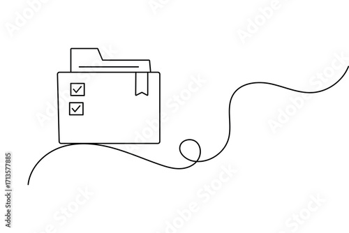 File folder minimalist icon continuous line art outline isolate simple drawing vector illustration
