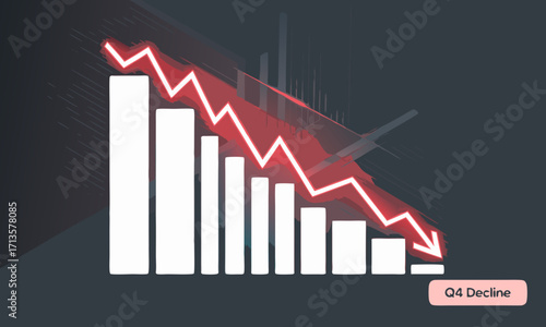 Red arrow graph showing decline with Q4 decline label.