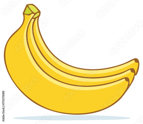 Cartoon Bunch of Yellow Bananas with Brown Edges, Ripe Tropical Fruit Illustration