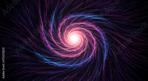 Abstract swirling vortex of glowing energy and light