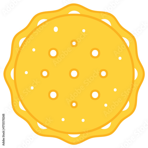 Crispbread Round with Holes, Cracker Flatbread Snack for Healthy Eating, Food Icon, Illustration