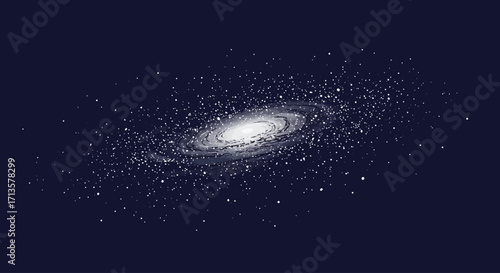 Breathtaking Digital Art of a Glittering Spiral Galaxy in the Infinite Cosmos, a Celestial Wonder