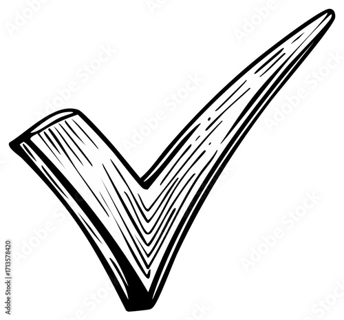Stylized Hand-Drawn Checkmark Symbol Representing Approval, Verification, Completion, and Positive Choice