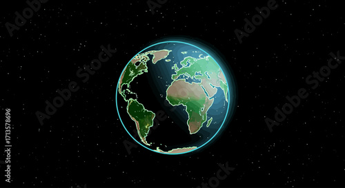 Earth Globe Illustration in Space