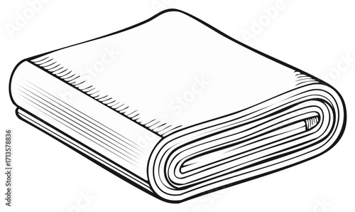 Folded Textile Material Black and White Illustration