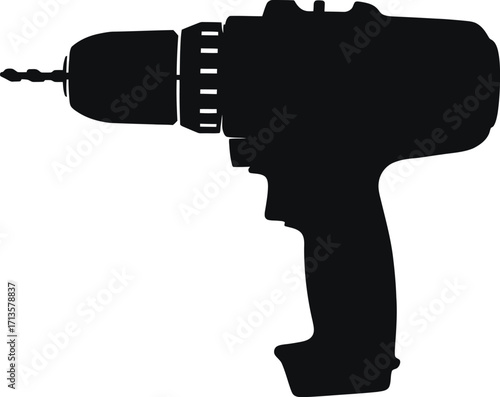 Black drill silhouette power tool
