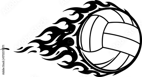 Vector illustration of the volleyball ball on fire
