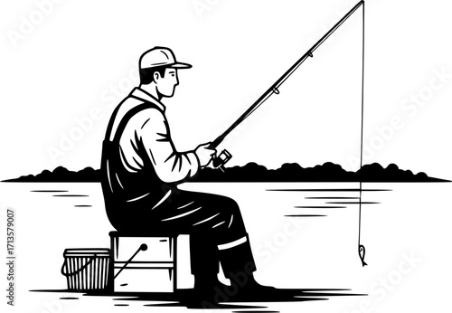 Vector illustration of the fisherman
