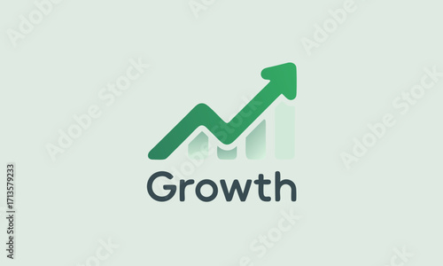 Simple graphic illustration of the word Growth with abstract bar chart elements.