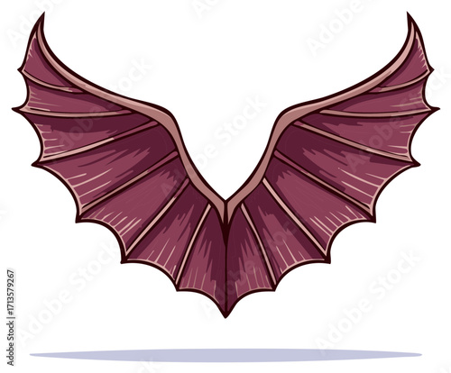 Dark Crimson Bat Wings Illustration Fantasy Creature Decoration Design Element