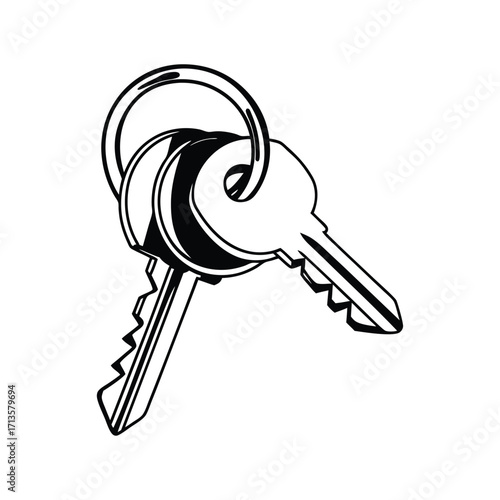 Two metal keys on a keyring