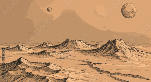 Alien Planet Landscape Volcanic Desert
