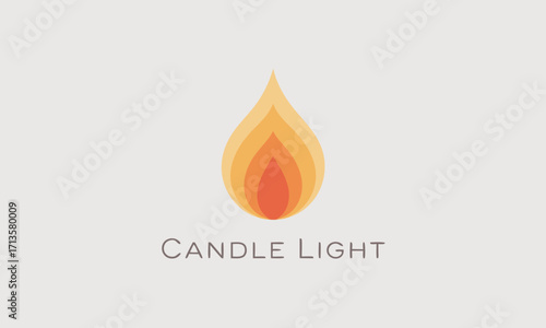 Stylized Flame Logo with Candle Light Text.