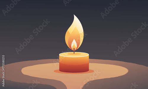 Stylized illustration of a lit white candle with a warm flame.