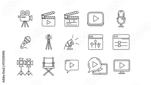 Handdrawn video and film production icons