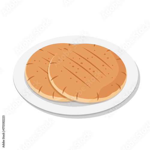 Two delicious flatbreads with grill marks served on a simple white plate, perfect for culinary and food-related content