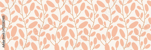 Wallpaper Mural Blush Pink Oval Leaves Seamless Botanical Pattern on Cream Background Torontodigital.ca
