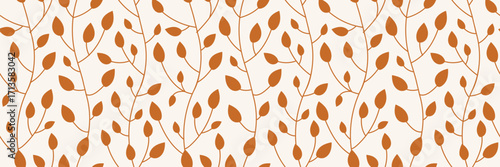 Wallpaper Mural Terracotta Leaf Vine Seamless Pattern with Minimalist Botanical Design on Cream Background Torontodigital.ca