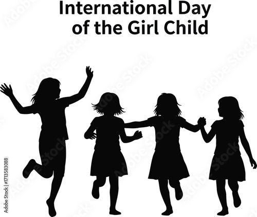 Silhouette illustration of girls celebrating international day of the girl child empowering young women and equality