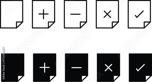 Document Status and Security Icon Set - Business UI Vector