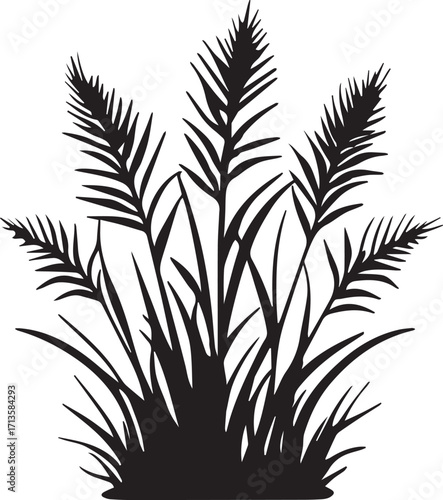 Wild wheat grass silhouette element perfect for countryside landscape design